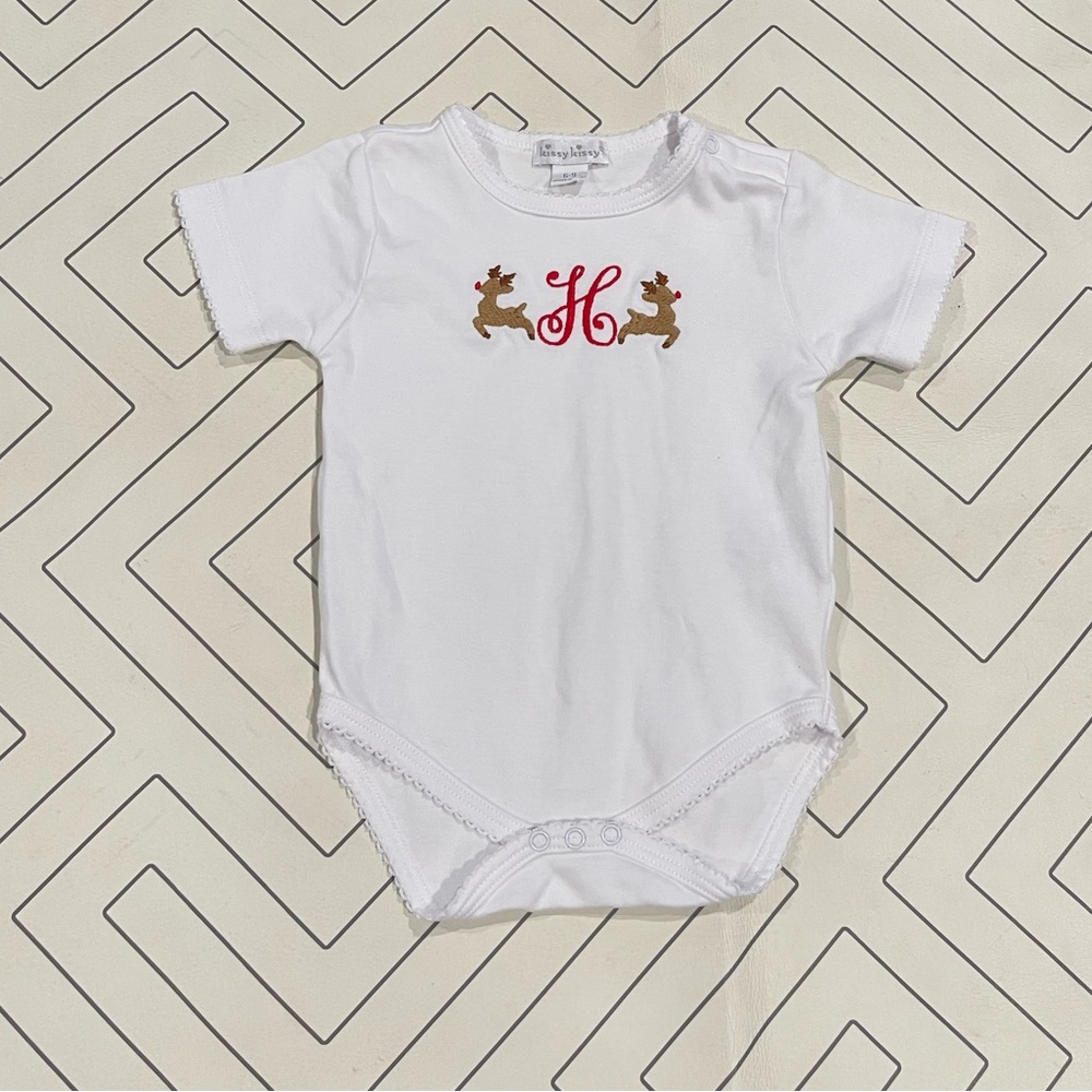 Kissy Kissy Onesie - "H" Reindeer Embroidery